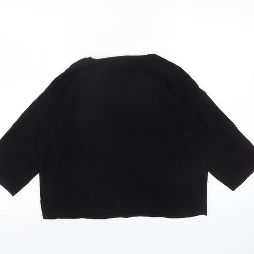 Next Womens Black Sequin Jumper Size 12 Crew Neck 3/4 Sleeve