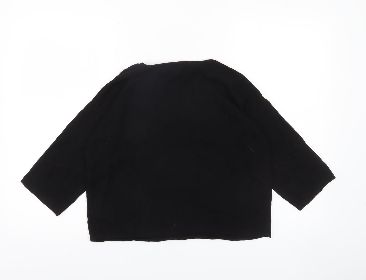 Next Womens Black Sequin Jumper Size 12 Crew Neck 3/4 Sleeve