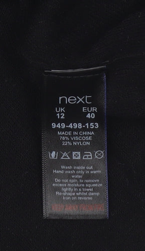 Next Womens Black Sequin Jumper Size 12 Crew Neck 3/4 Sleeve