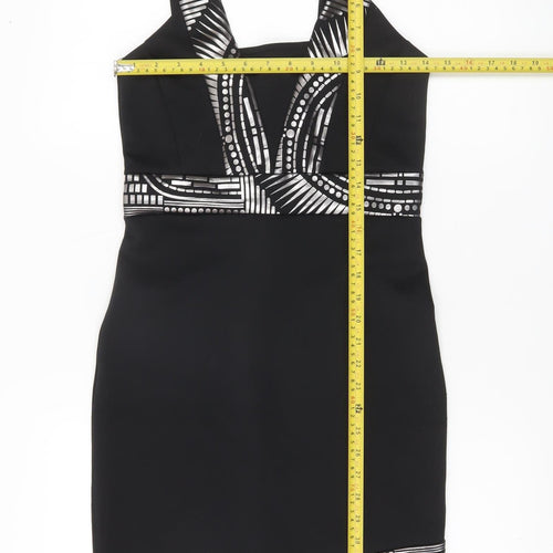 Miss Selfridge Women’s Black Bodycon Party Dress Size 8 Sleeveless V-Neck
