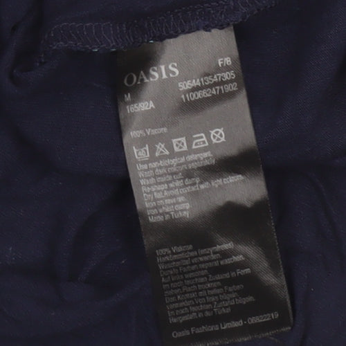Oasis Womens Blue Seahorse Embroidered Cropped T-Shirt M