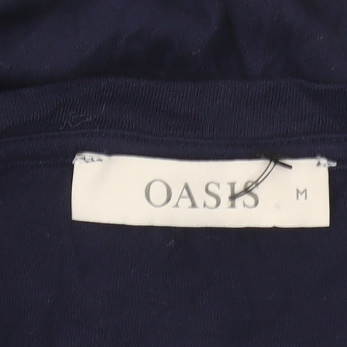 Oasis Womens Blue Seahorse Embroidered Cropped T-Shirt M