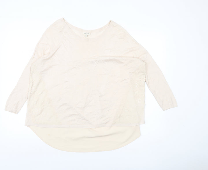 River Island Women’s Beige Lace Panel Pullover Jumper Size 12