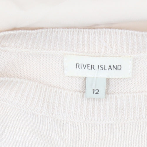 River Island Women’s Beige Lace Panel Pullover Jumper Size 12