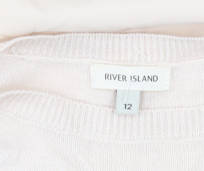 River Island Women’s Beige Lace Panel Pullover Jumper Size 12