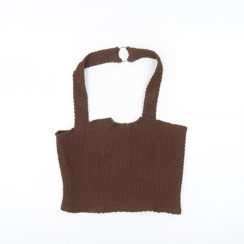 Mango Women Brown Knit Tank Top M Sleeveless Camisole Pullover