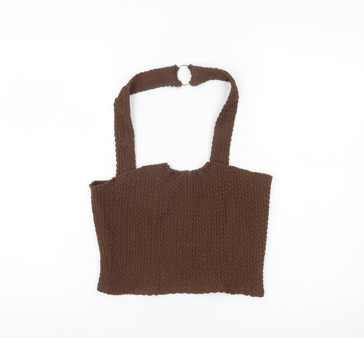 Mango Women Brown Knit Tank Top M Sleeveless Camisole Pullover