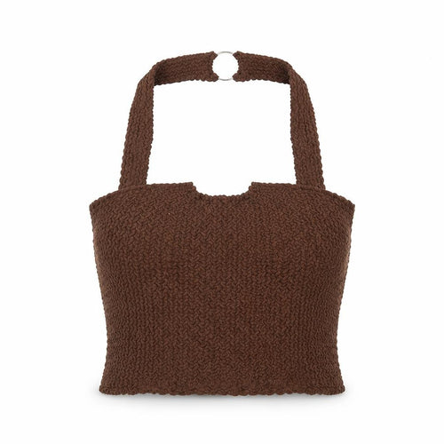 Mango Women Brown Knit Tank Top M Sleeveless Camisole Pullover