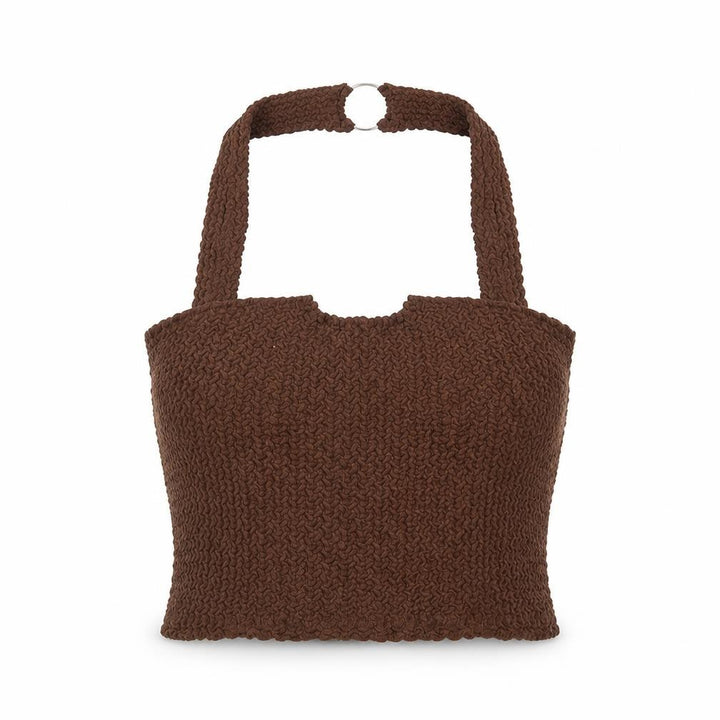 Mango Women Brown Knit Tank Top M Sleeveless Camisole Pullover