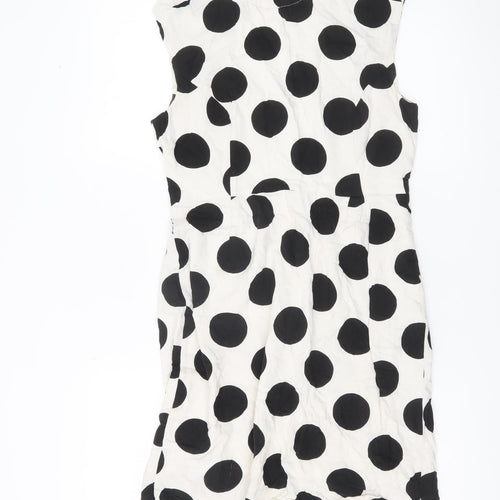 Oliver Bonas Women’s Black White Polka Dot Shift Dress Size 10