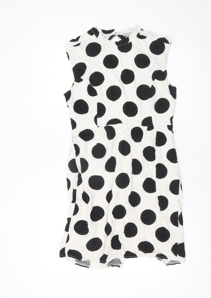 Oliver Bonas Women’s Black White Polka Dot Shift Dress Size 10