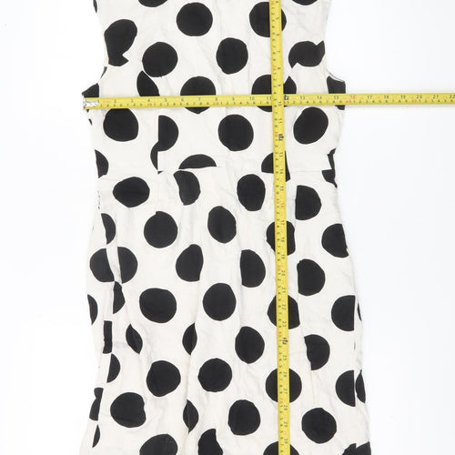 Oliver Bonas Women’s Black White Polka Dot Shift Dress Size 10