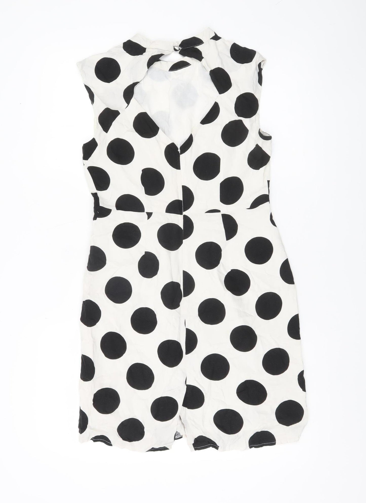 Oliver Bonas Women’s Black White Polka Dot Shift Dress Size 10