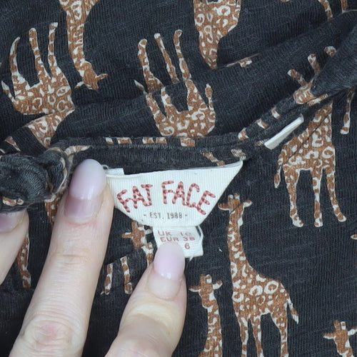 Fat Face Womens Black Giraffe Print Shift Dress UK 6 Short Sleeve