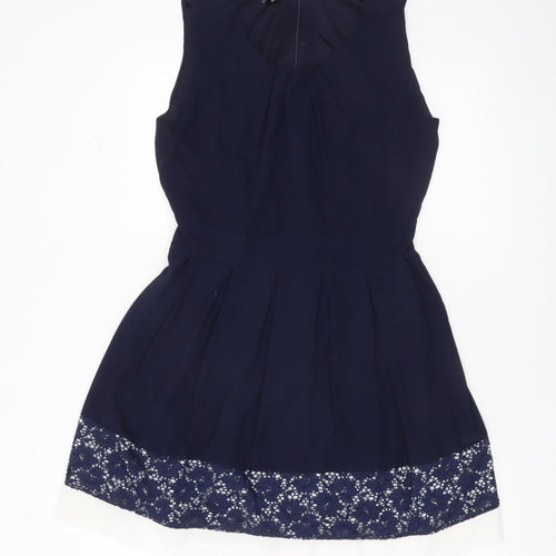 Apricot Women’s Blue Fit & Flare Sleeveless Lace Knee Dress UK 16