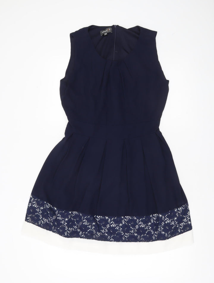 Apricot Women’s Blue Fit & Flare Sleeveless Lace Knee Dress UK 16