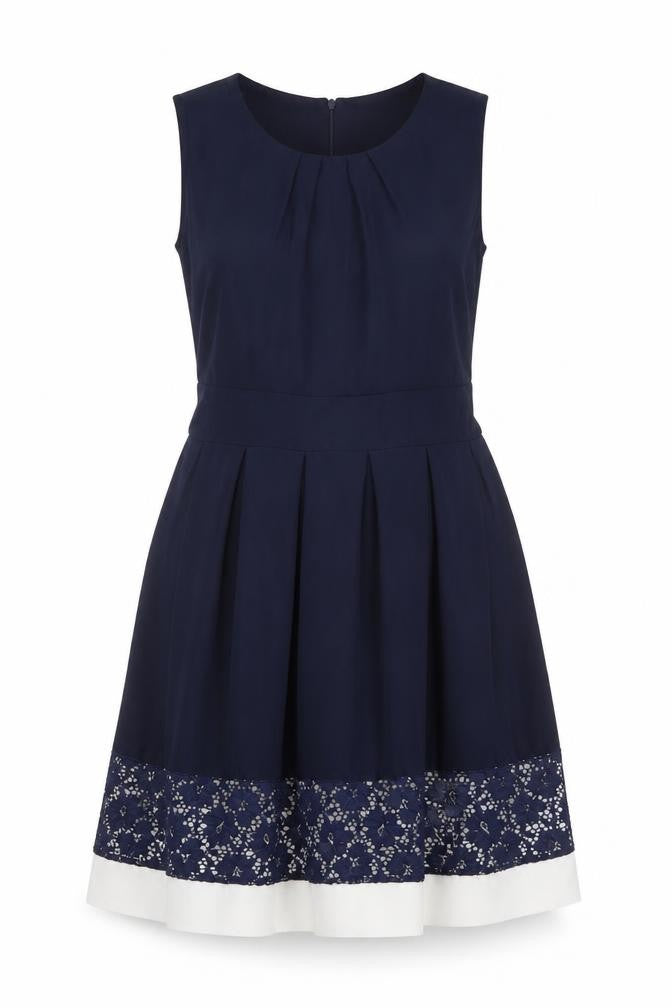 Apricot Women’s Blue Fit & Flare Sleeveless Lace Knee Dress UK 16