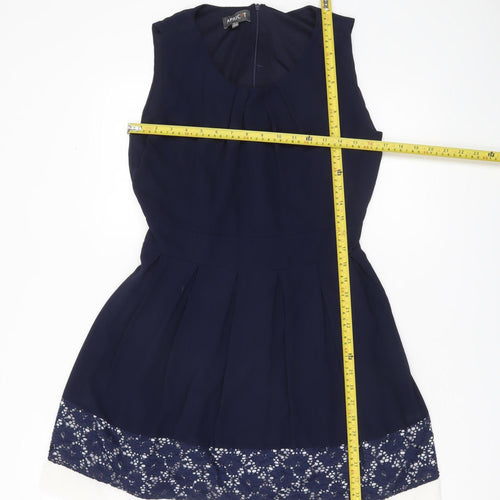 Apricot Women’s Blue Fit & Flare Sleeveless Lace Knee Dress UK 16