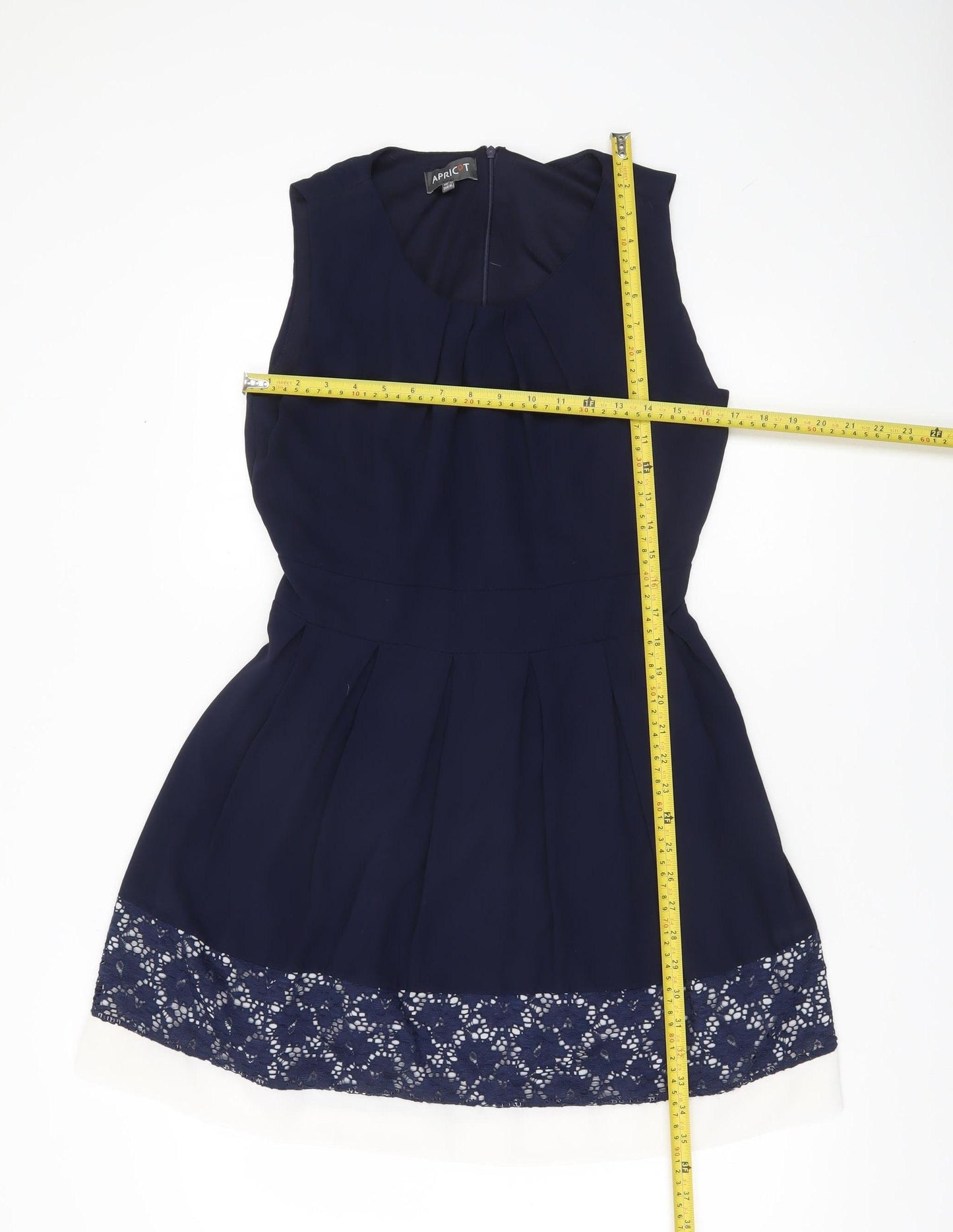 Apricot Women’s Blue Fit & Flare Sleeveless Lace Knee Dress UK 16