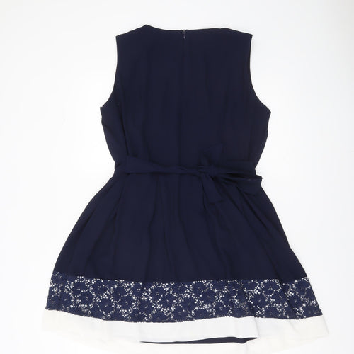 Apricot Women’s Blue Fit & Flare Sleeveless Lace Knee Dress UK 16