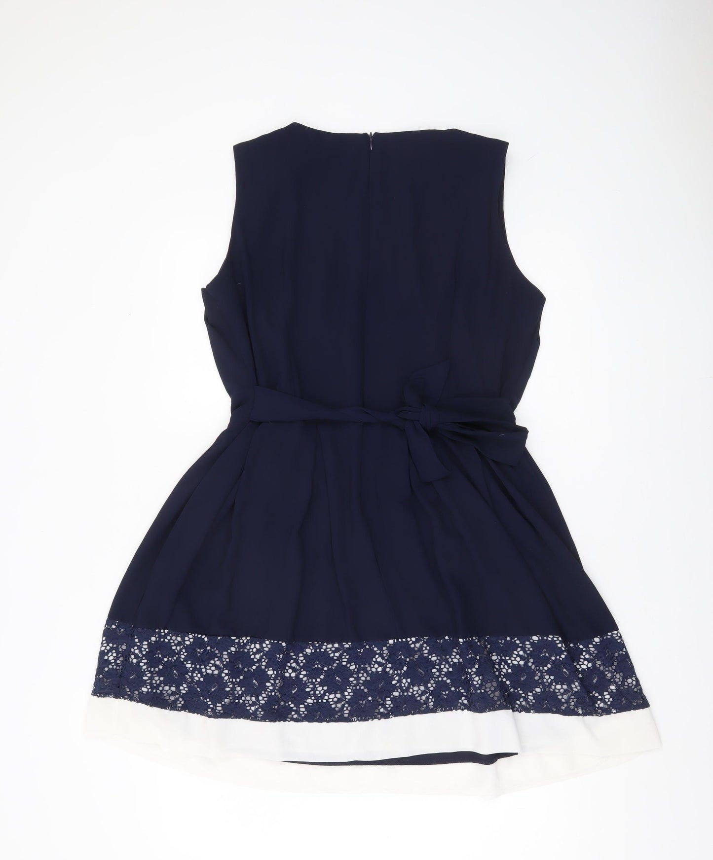 Apricot Women’s Blue Fit & Flare Sleeveless Lace Knee Dress UK 16