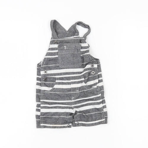 Calvin Klein Unisex Baby Grey Striped Dungaree 6-9 Months Cotton Blend