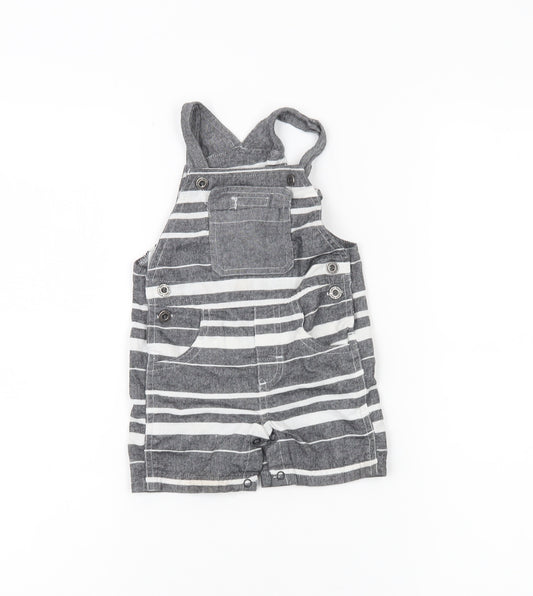 Calvin Klein Unisex Baby Grey Striped Dungaree 6-9 Months Cotton Blend