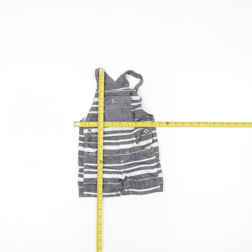 Calvin Klein Unisex Baby Grey Striped Dungaree 6-9 Months Cotton Blend