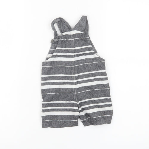Calvin Klein Unisex Baby Grey Striped Dungaree 6-9 Months Cotton Blend