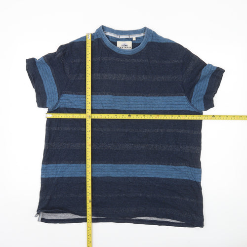 Mantaray Men’s Blue Striped Cotton T-Shirt Size L Crew Neck
