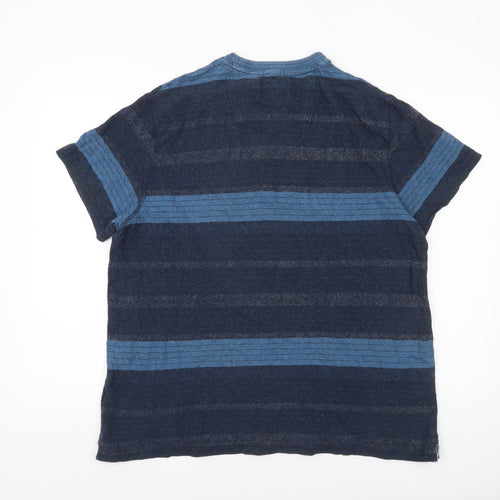 Mantaray Men’s Blue Striped Cotton T-Shirt Size L Crew Neck