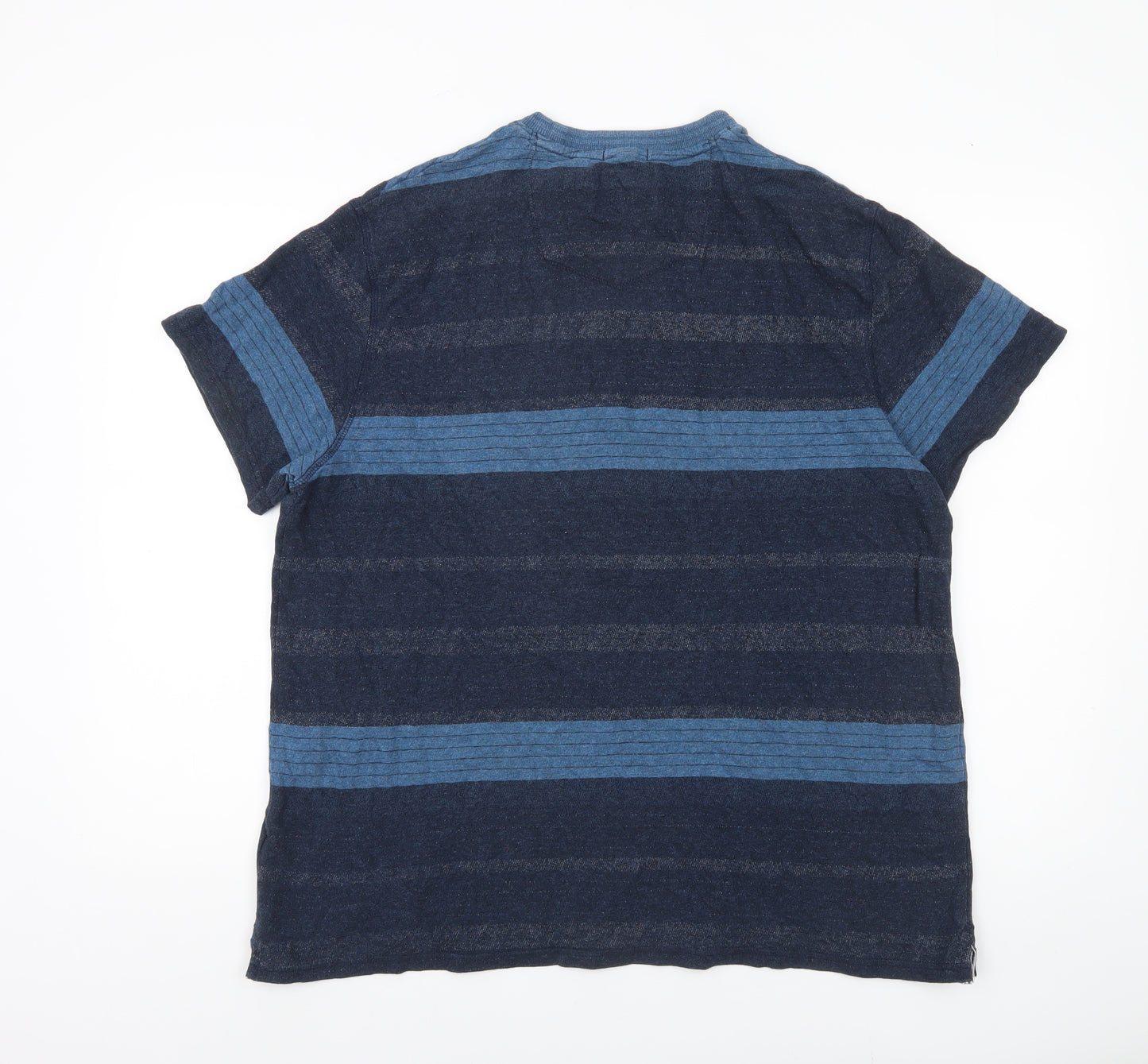 Mantaray Men’s Blue Striped Cotton T-Shirt Size L Crew Neck