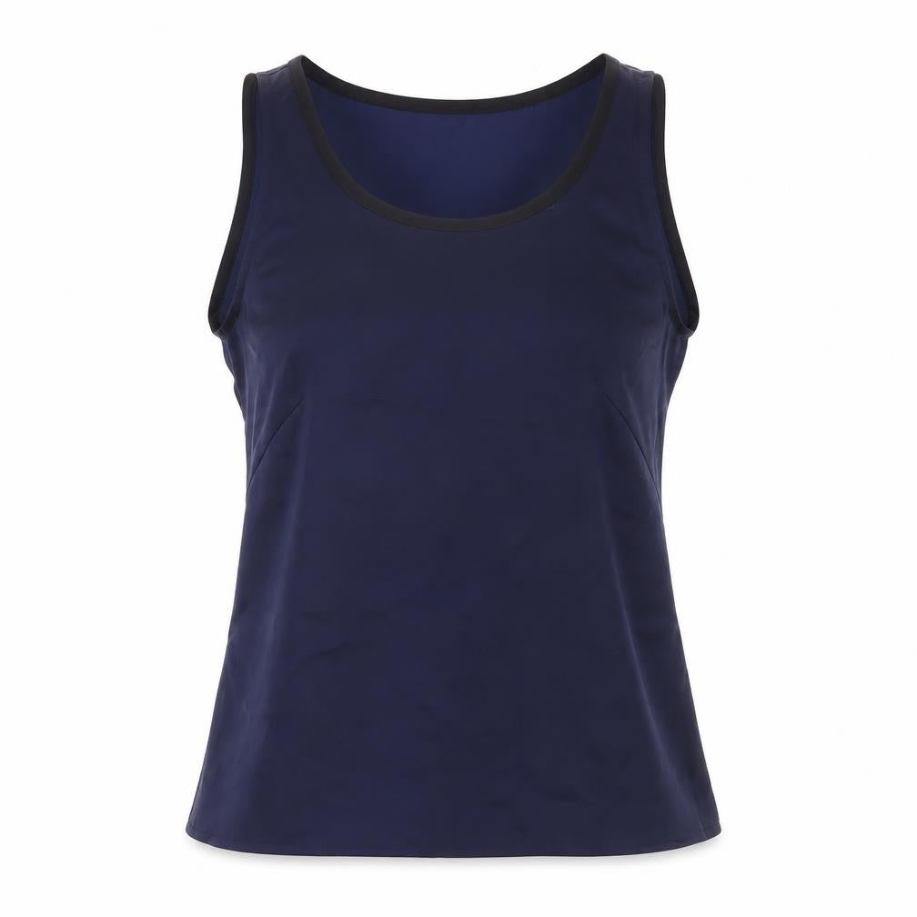 Front view of H&M Women’s Blue Tank Top, size UK 4, Sleeveless Scoop Neck Basic