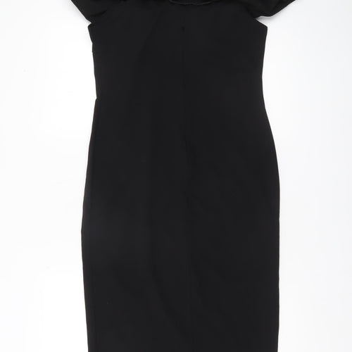 In The Style Women’s Black Size 14 Bodycon Ruffle Dress