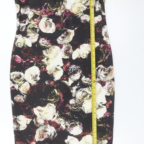 Marks and Spencer Women’s Multicoloured Floral Bodycon Midi Dress Size 8