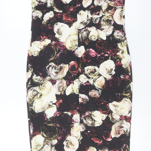 Marks and Spencer Women’s Multicoloured Floral Bodycon Midi Dress Size 8