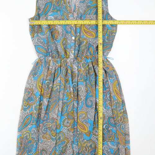 H&M Women’s Blue Paisley Shirt Dress Size 6 Sleeveless Knee Length