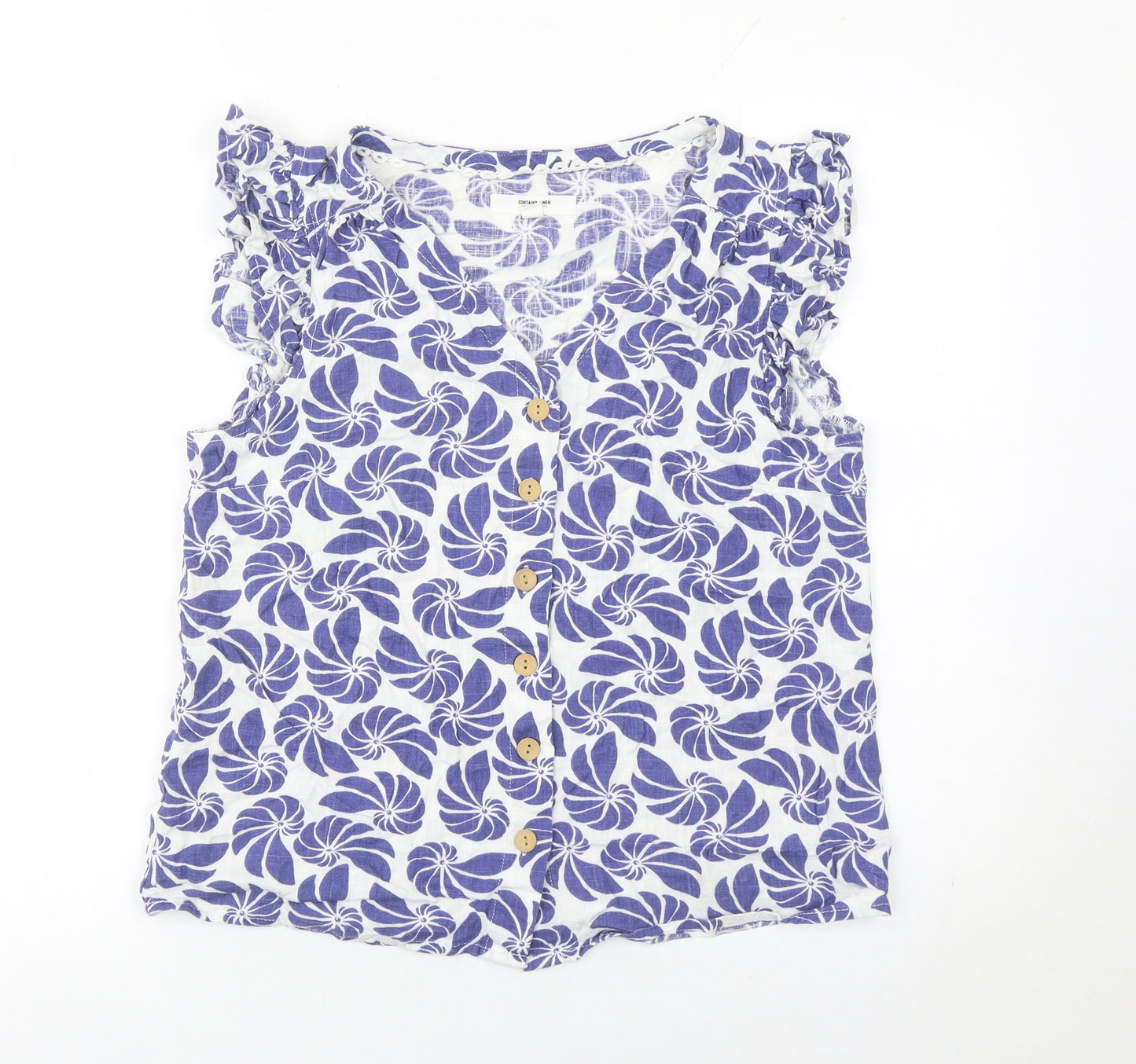 Next Women’s Blue Floral Linen Viscose Sleeveless Blouse Size 10