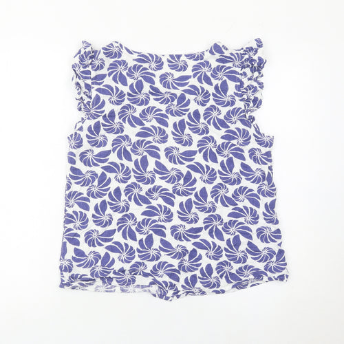 Next Women’s Blue Floral Linen Viscose Sleeveless Blouse Size 10