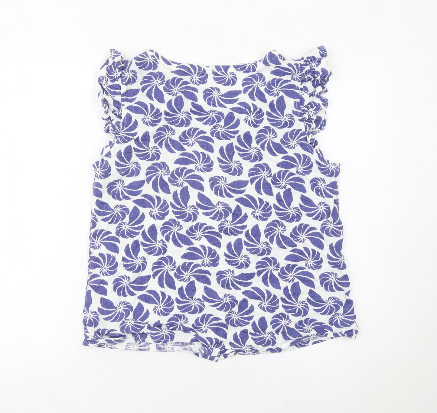 Next Women’s Blue Floral Linen Viscose Sleeveless Blouse Size 10