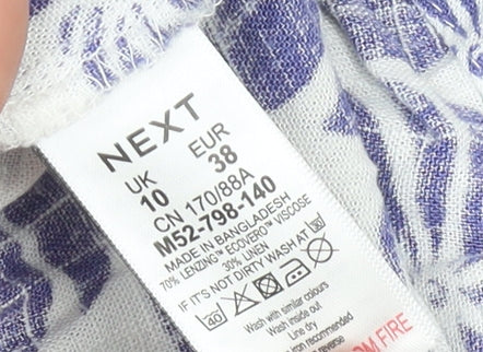 Next Women’s Blue Floral Linen Viscose Sleeveless Blouse Size 10