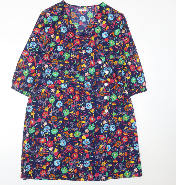 Damart Women’s Multicoloured Floral Wrap Dress Size 18 Knee Length