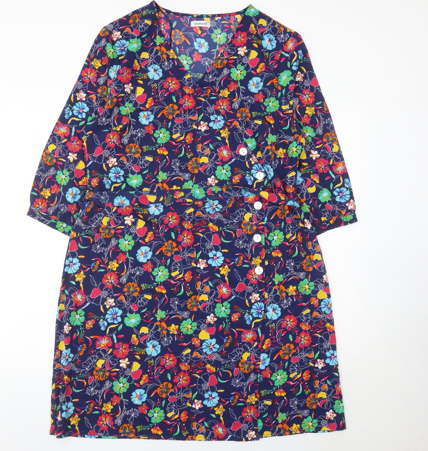Damart Women’s Multicoloured Floral Wrap Dress Size 18 Knee Length