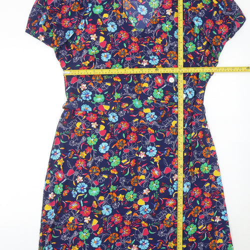 Damart Women’s Multicoloured Floral Wrap Dress Size 18 Knee Length