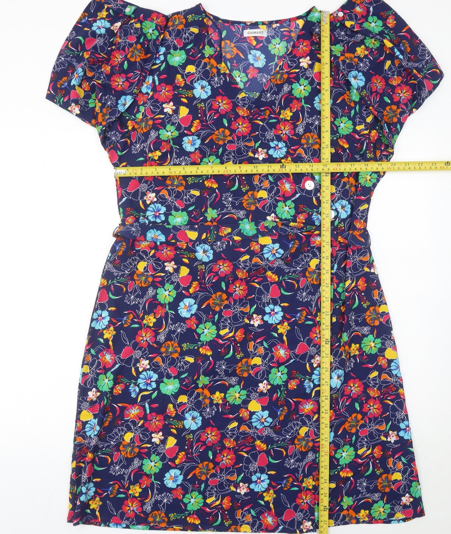 Damart Women’s Multicoloured Floral Wrap Dress Size 18 Knee Length