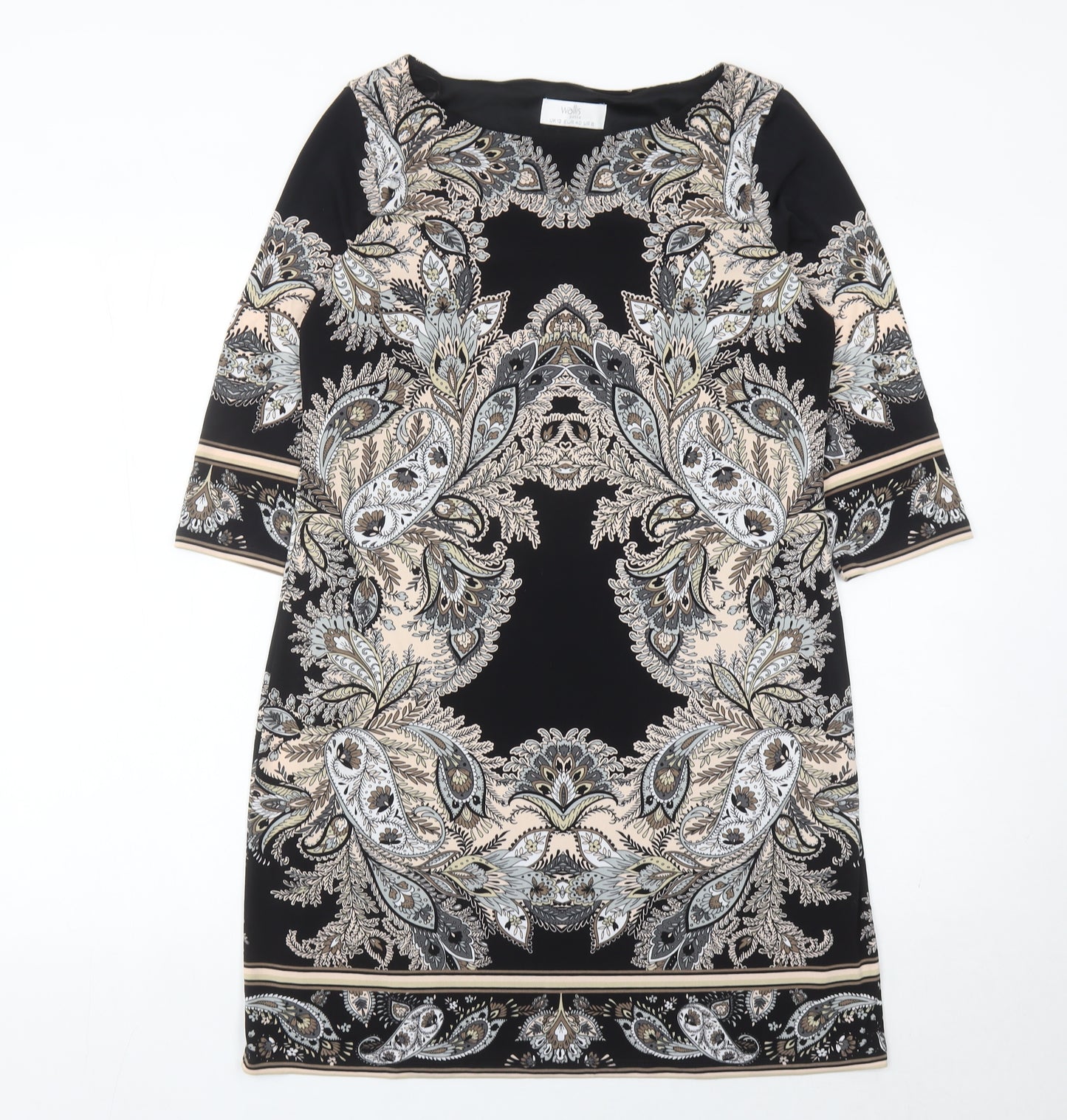 Wallis Petite Women’s Black Paisley Sheath Dress Size 12