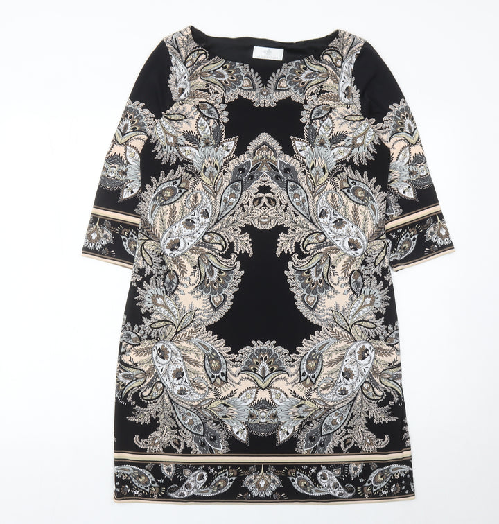 Wallis Petite Women’s Black Paisley Sheath Dress Size 12