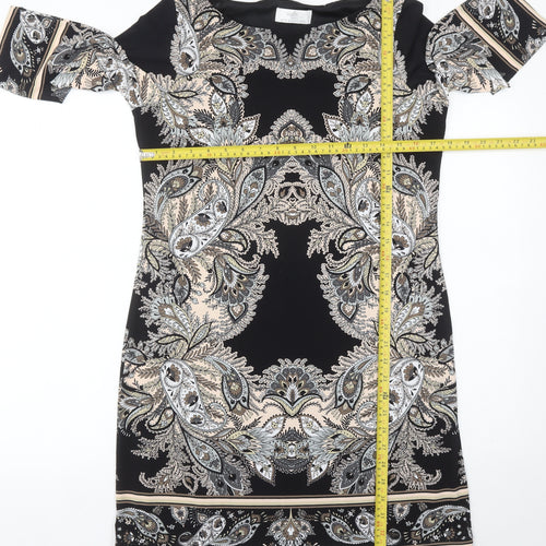 Wallis Petite Women’s Black Paisley Sheath Dress Size 12