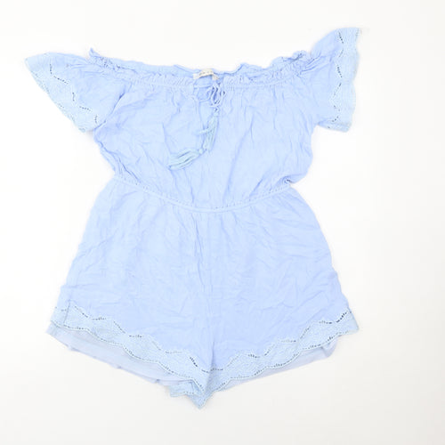 Ark n Co Women’s Blue Off Shoulder Lace Playsuit Size L Summer