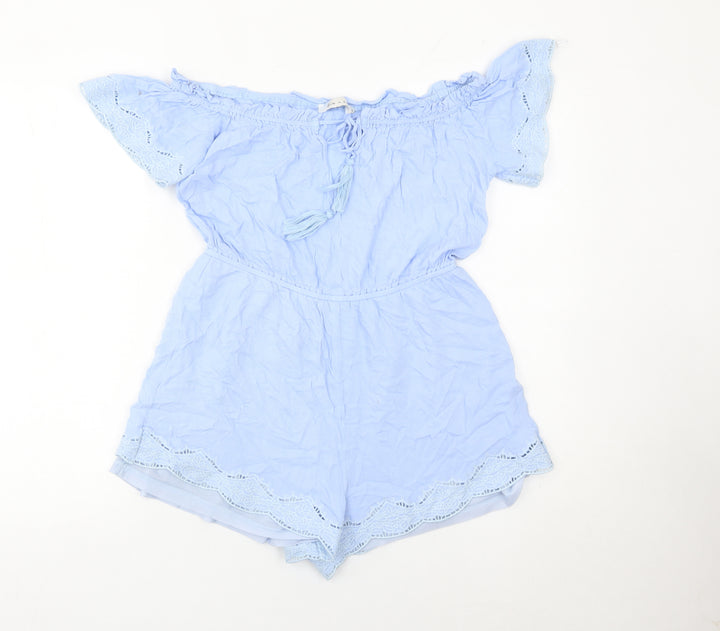 Ark n Co Women’s Blue Off Shoulder Lace Playsuit Size L Summer